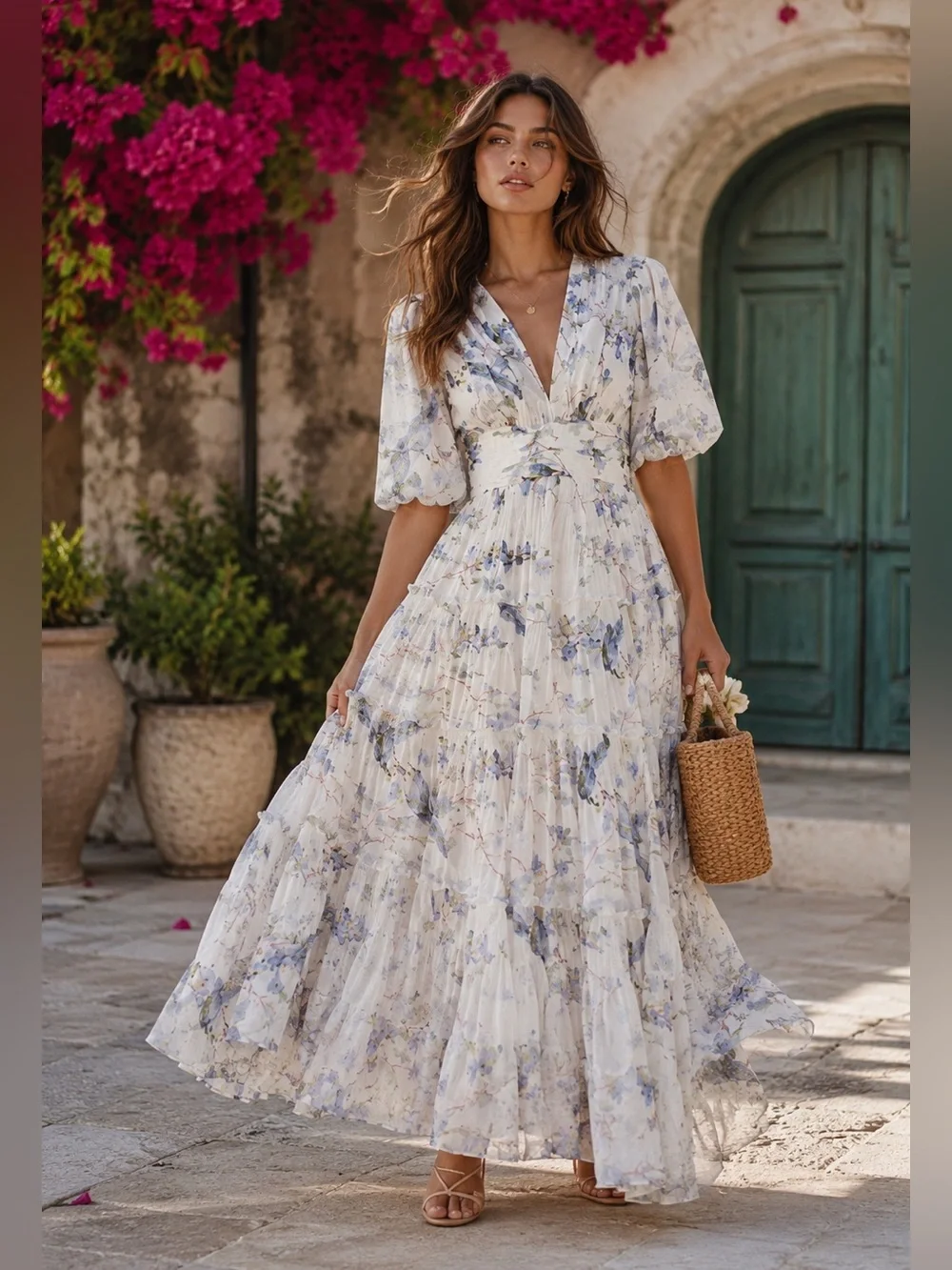 Zimmermann | Dresses | Zimmermann Natura Pleated Floral Midi Dress Blue Bird Print Size Us 4 New